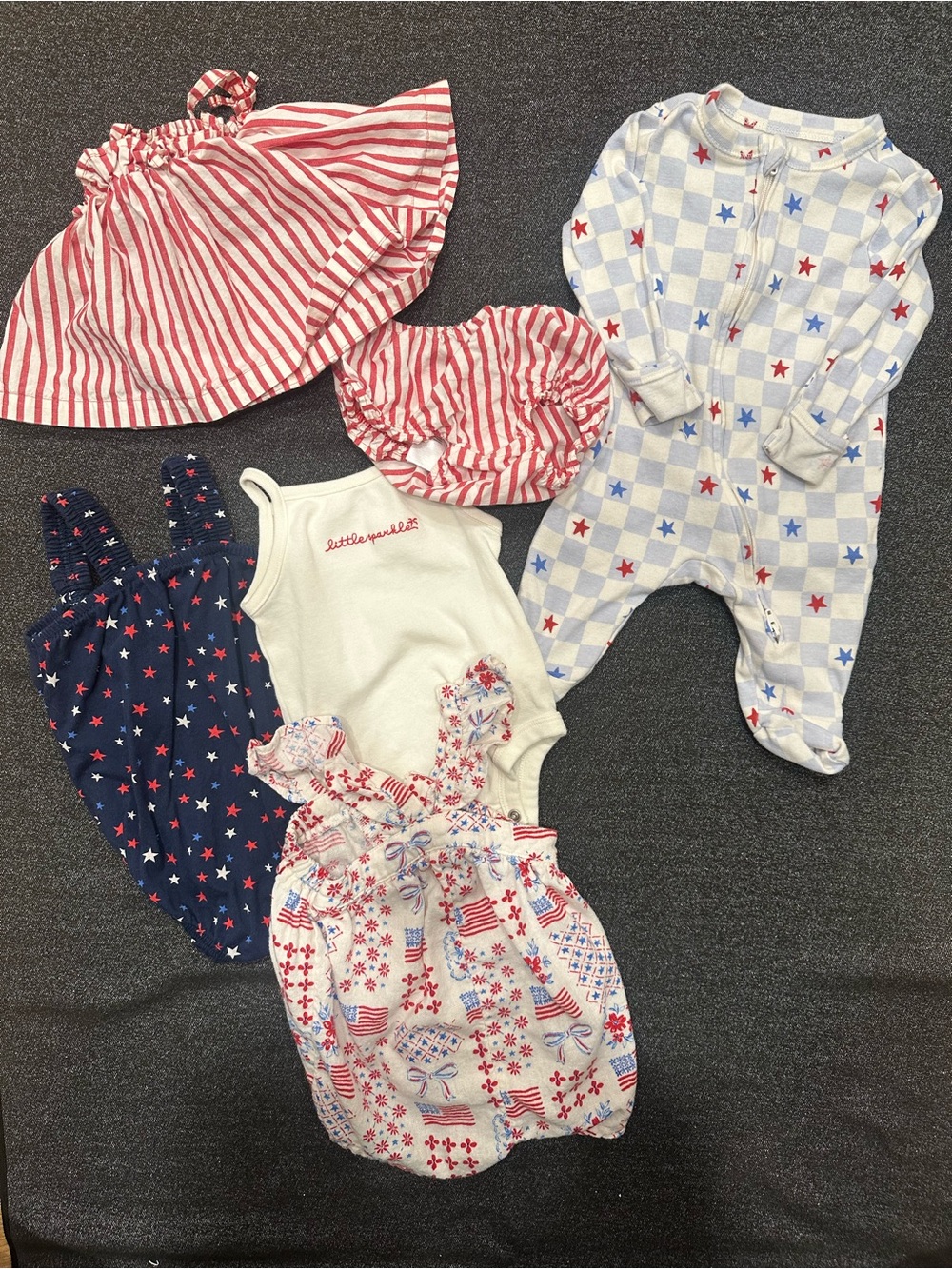 4th of July/Memorial Day Baby Outfits 0-3M - Red, White & Blue Pieces